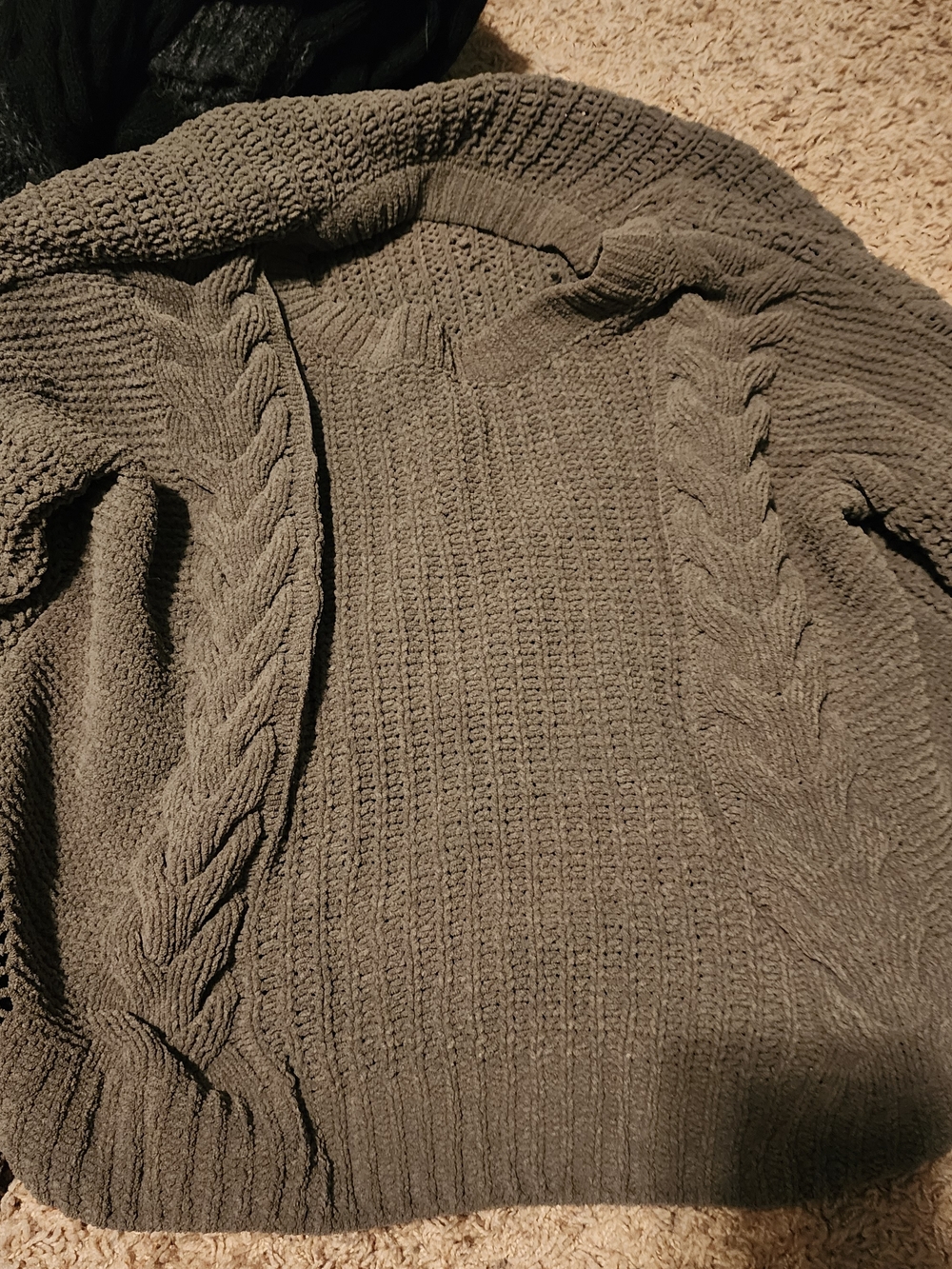 SO Olive-Tone Cable Knit Open Cardigan